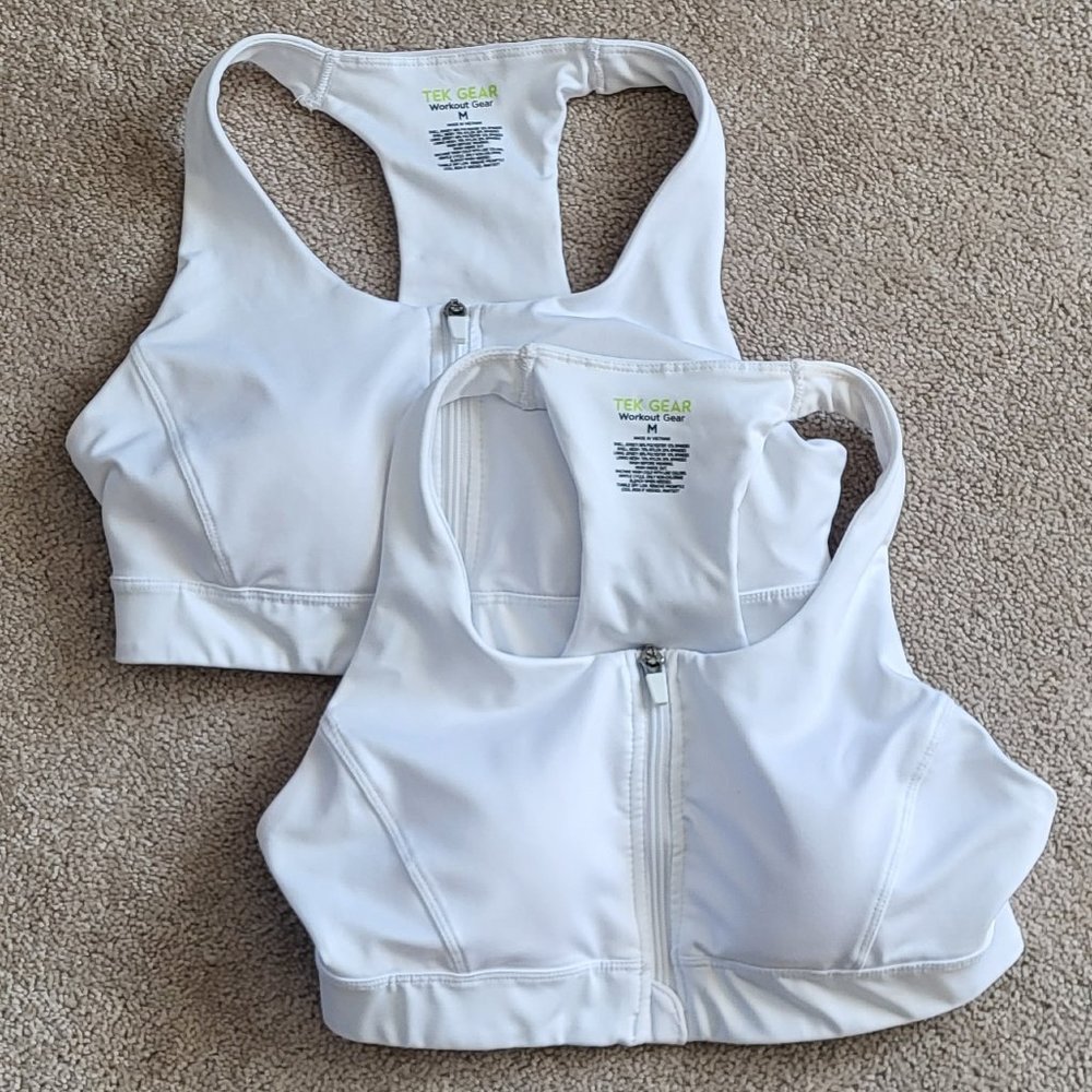 Set of 2 Tek Gear White Sports Bras